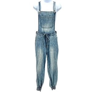 Special A Jeans Acid Wash Cotton Jogger Bib Overalls Medium Comfy